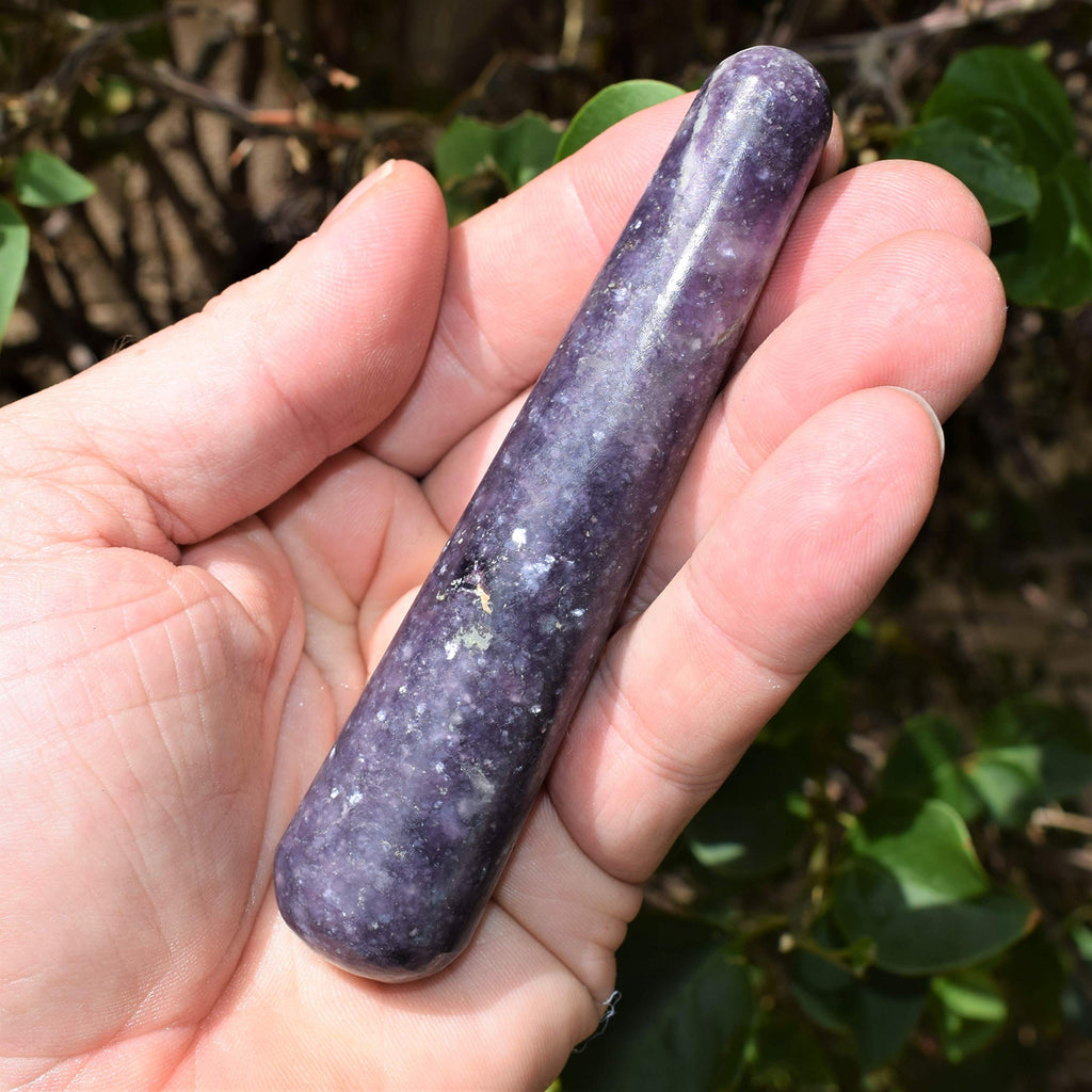 Charged Natural 4.5 Himalayan Dark Lavender (Lilac) Lepidolite Crystal Crystal Massage Wand Reiki Healing Energy