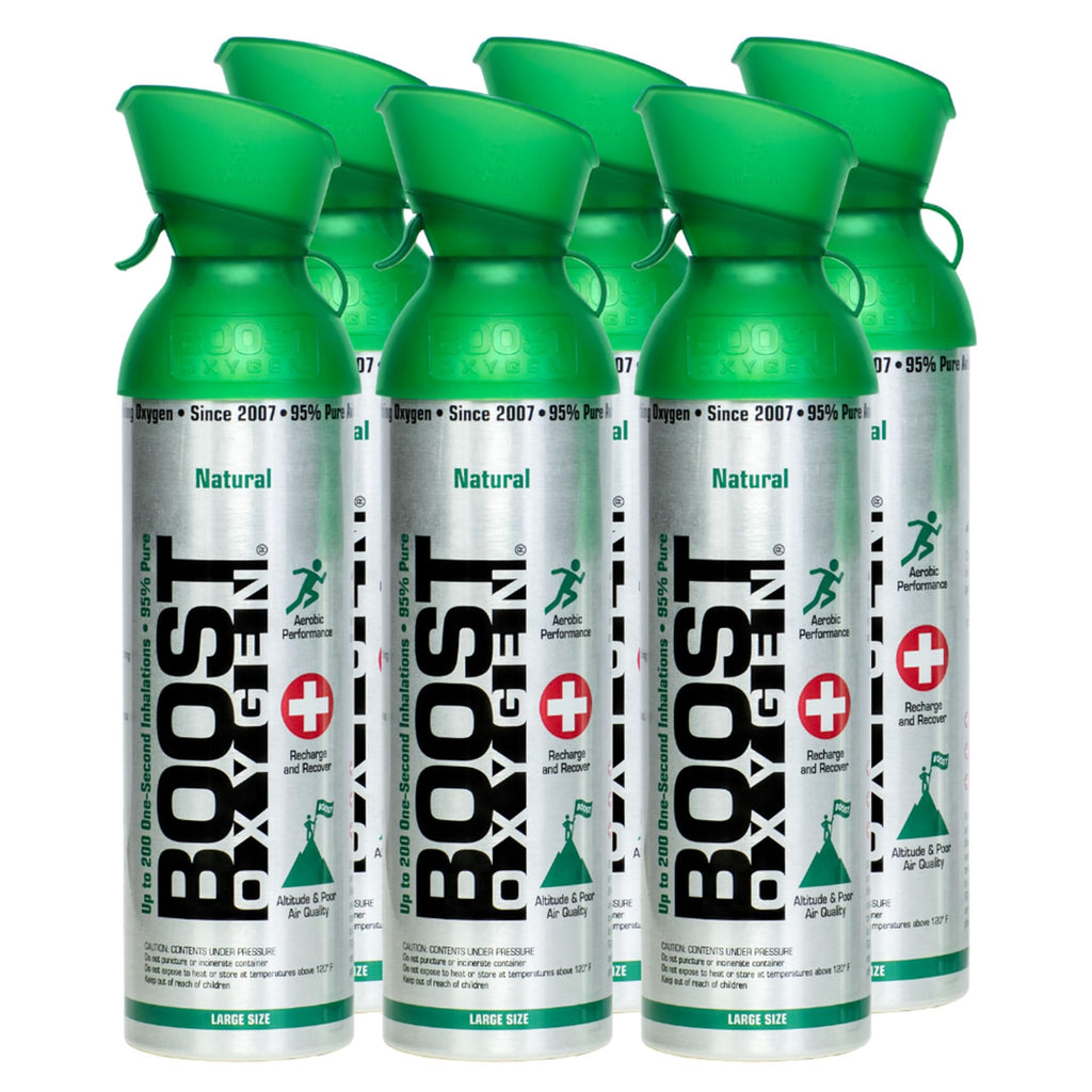 Boost Oxygen Large Natural 10L Canister | Respiratory Support for Aerobic Recovery, Altitude, Performance & Health (6 Pack)