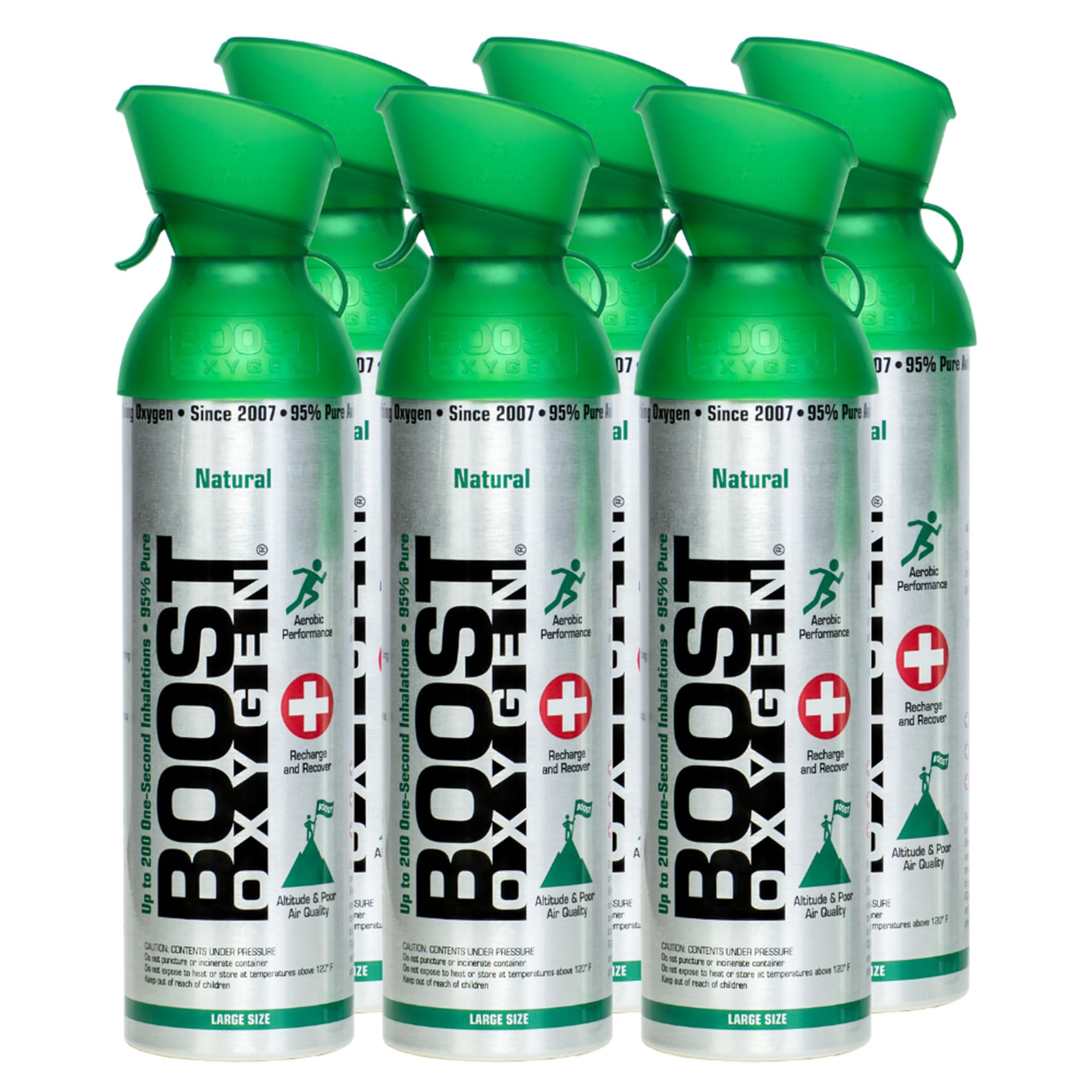Boost Oxygen Large Natural 10L Canister | Respiratory Support for Aerobic Recovery, Altitude, Performance & Health (6 Pack)
