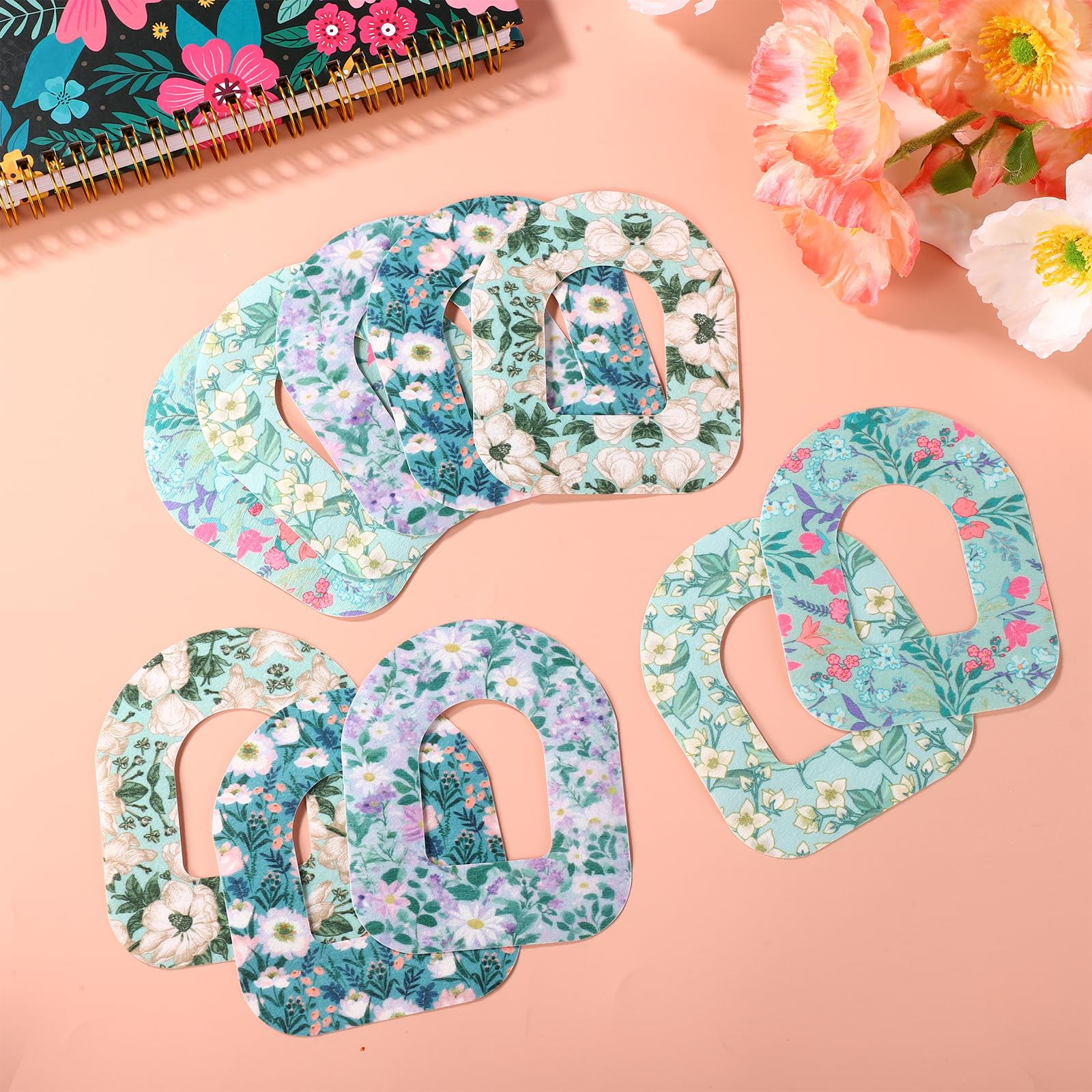 25pcs Adhesive Patches for Omnipod 5, Floral Style Sensor Patches Waterproof & Breathable CGM Overpatch Sensor Cover Compatible