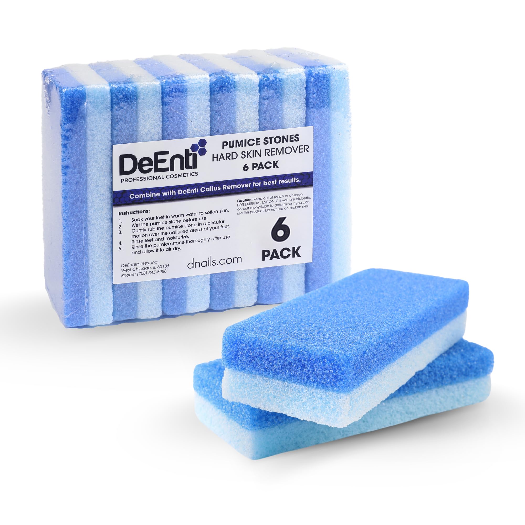 DeEnti Pumice Stones, Pack of 6 Professional Grade Pumice Stone for Feet, Salon Quality Foot Callus Remover, Double Sided Foot S