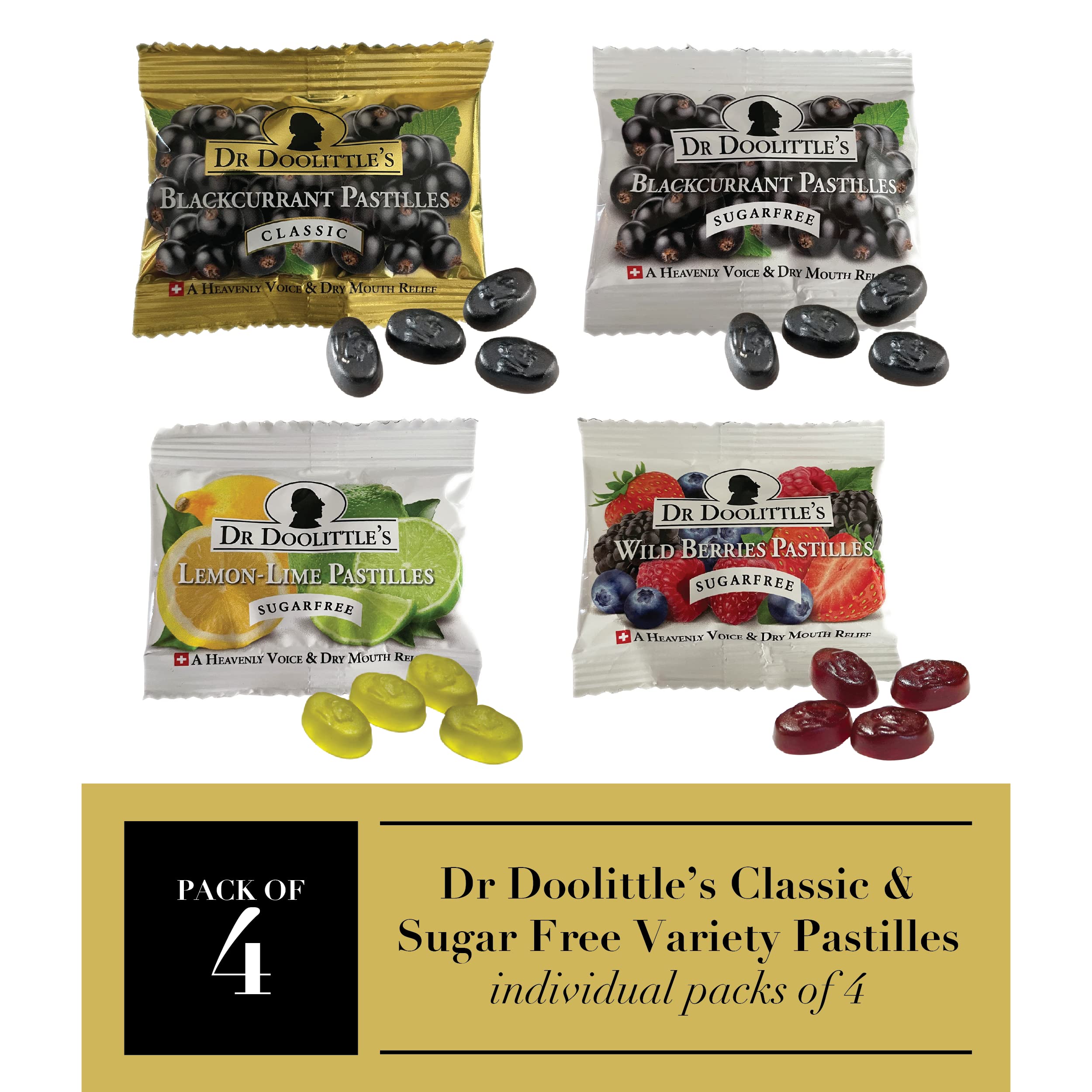 Dr. Doolittles Soft Fruit Pastilles Sugar Free and Classic Variety Pack for Voice and Throat, .33 Ounce Travel Size Bag, Approx