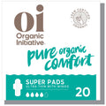 Oi | Organic Initiative - Ultra-Thin Pads with Wings | Super | 100% Certified Organic Cotton, Unscented | Leak Free, Biodegradab