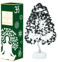 Black Tourmaline Gemstone Tree of Life Quartz Base Chakra Tree for Positive Energy, Handmade Crystal Tree Feng Shui Decor Money 