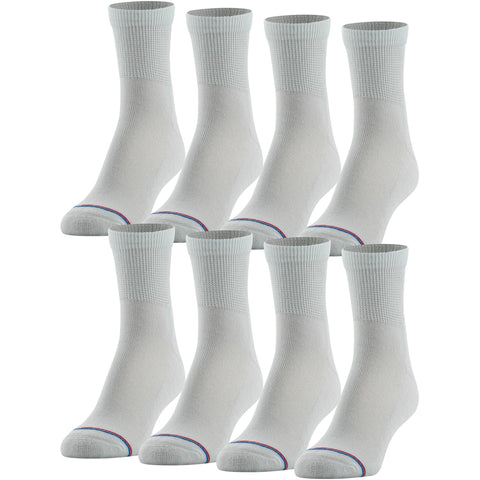 MediPeds mens Diabetic Quarter With Non-binding Top casual socks, Black, Shoe Size Men's 7-12 Women 10-13 US, 8 Count (Pack of 1