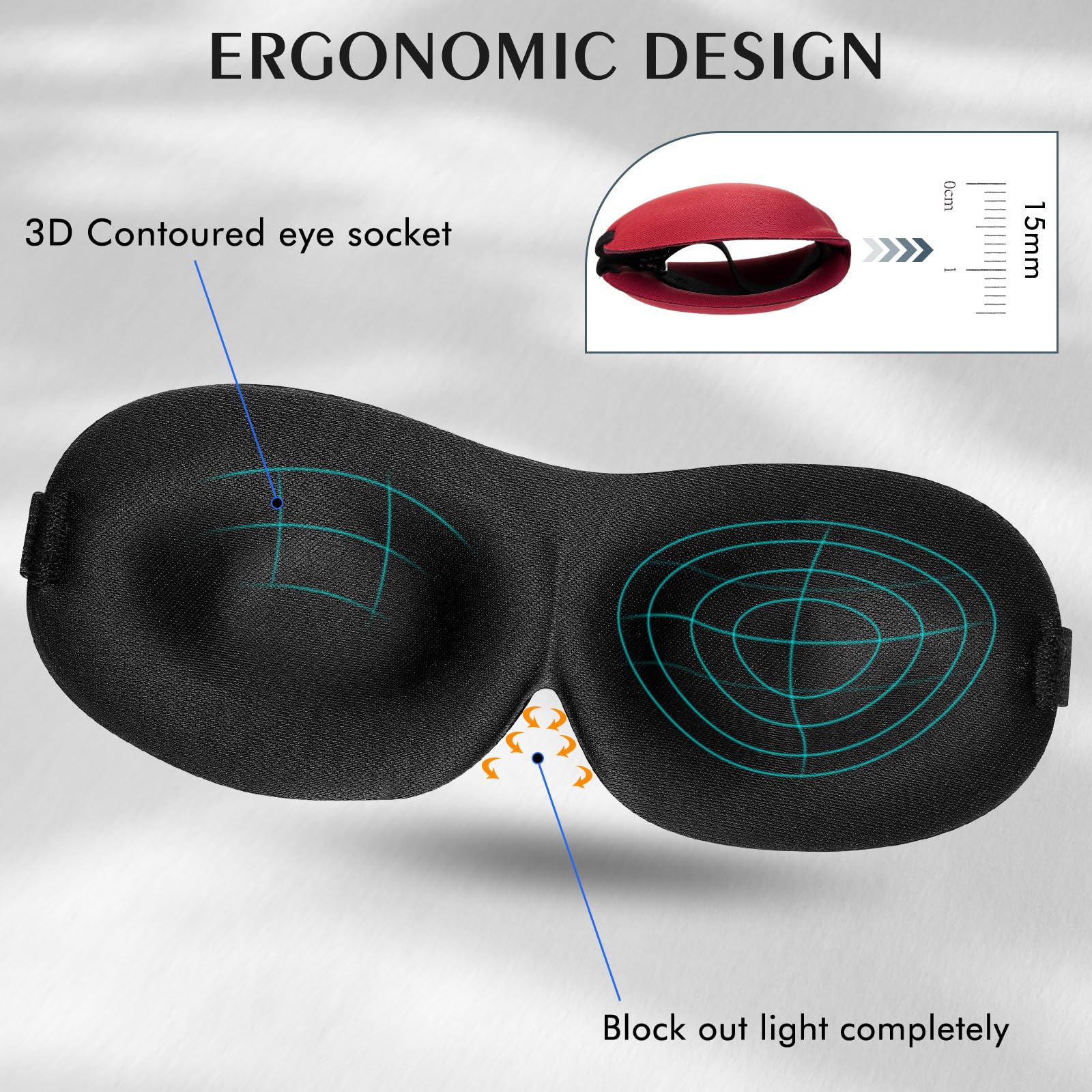 Bonuci 12 Pack Sleep Mask Blackout 3D Eye Mask for Ultralight Sleeping Night Blindfold Eye Covers with Adjustable Strap for Men