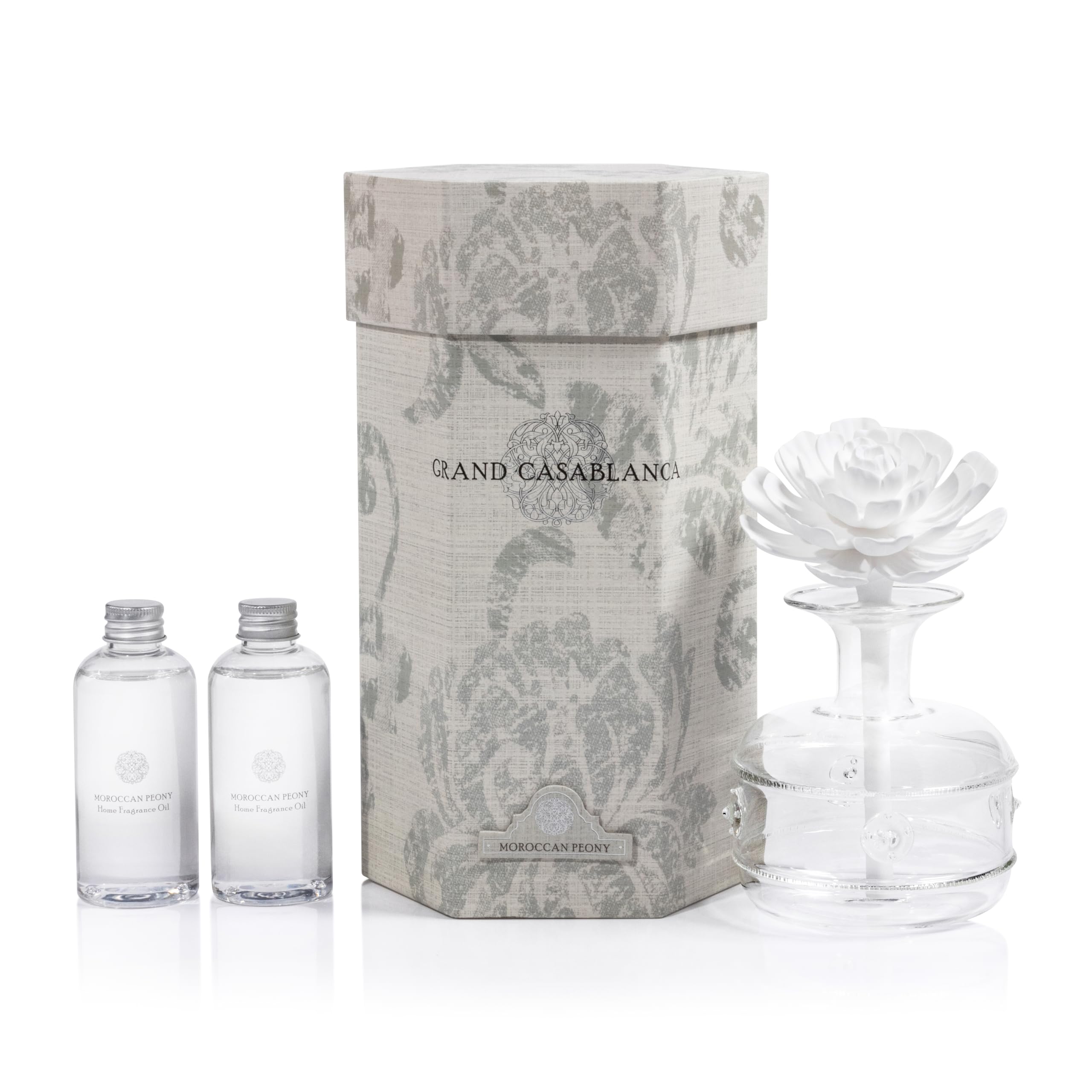 Zodax Grand Casablanca Porcelain Oil Diffuser - 6.76 oz -Moroccan Peony