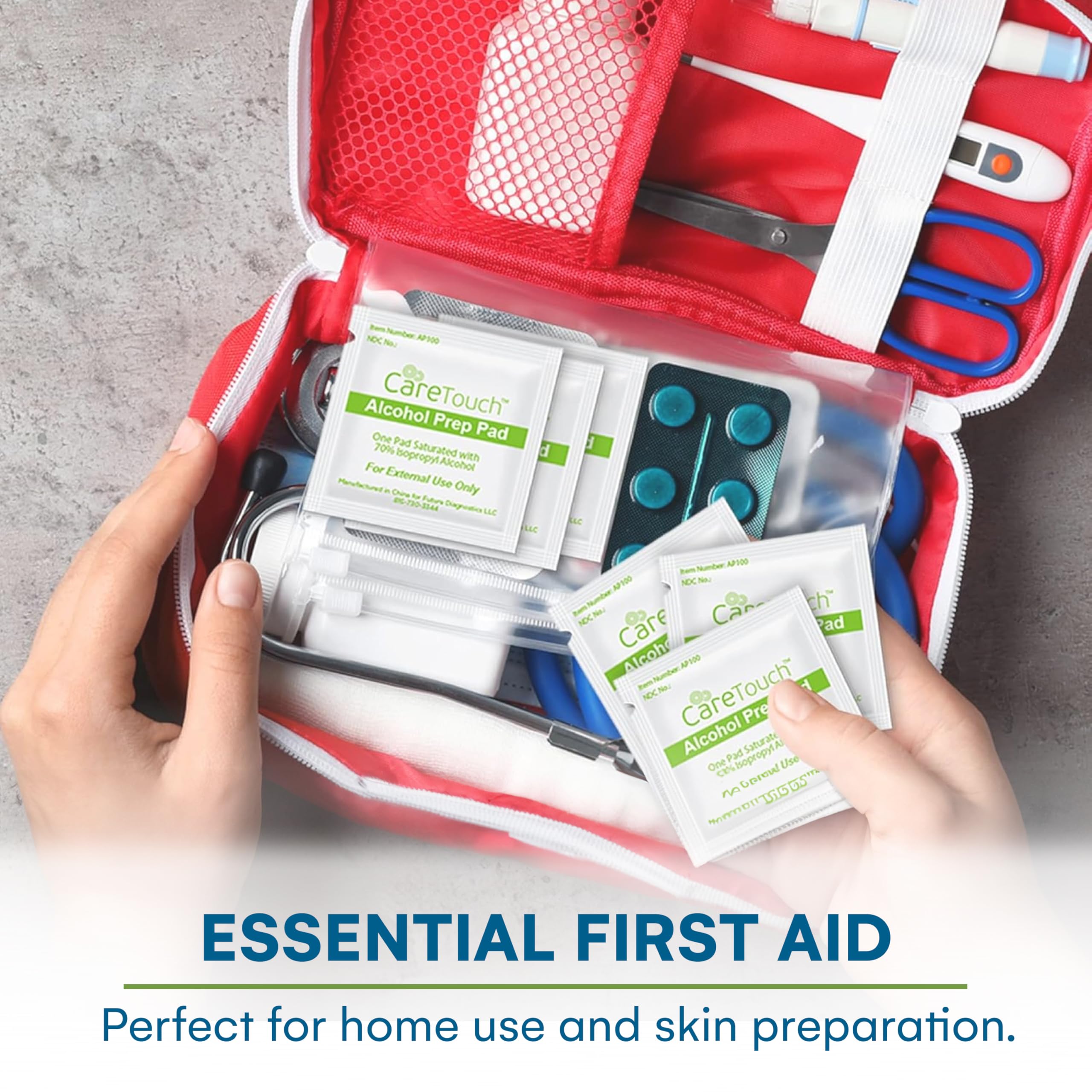Alcohol Wipes | Individually Wrapped Alcohol Prep Pads with 70% Isopropyl Alcohol, Great for Medical & First Aid Kits | Sterile,