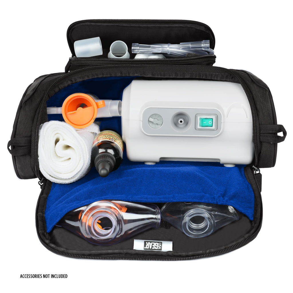 USA GEAR Nebulizer Carrying Case - Customizable Padded Interior, Shoulder Strap, Durable Exterior - Asthma Travel Bag to Store N