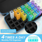 Yewltvep Monthly Pill Organizer 4 Times a Day, Pill Box Organizer with 32 Daily Compartments, 30 Day Pill Organizer 4 Times a Da
