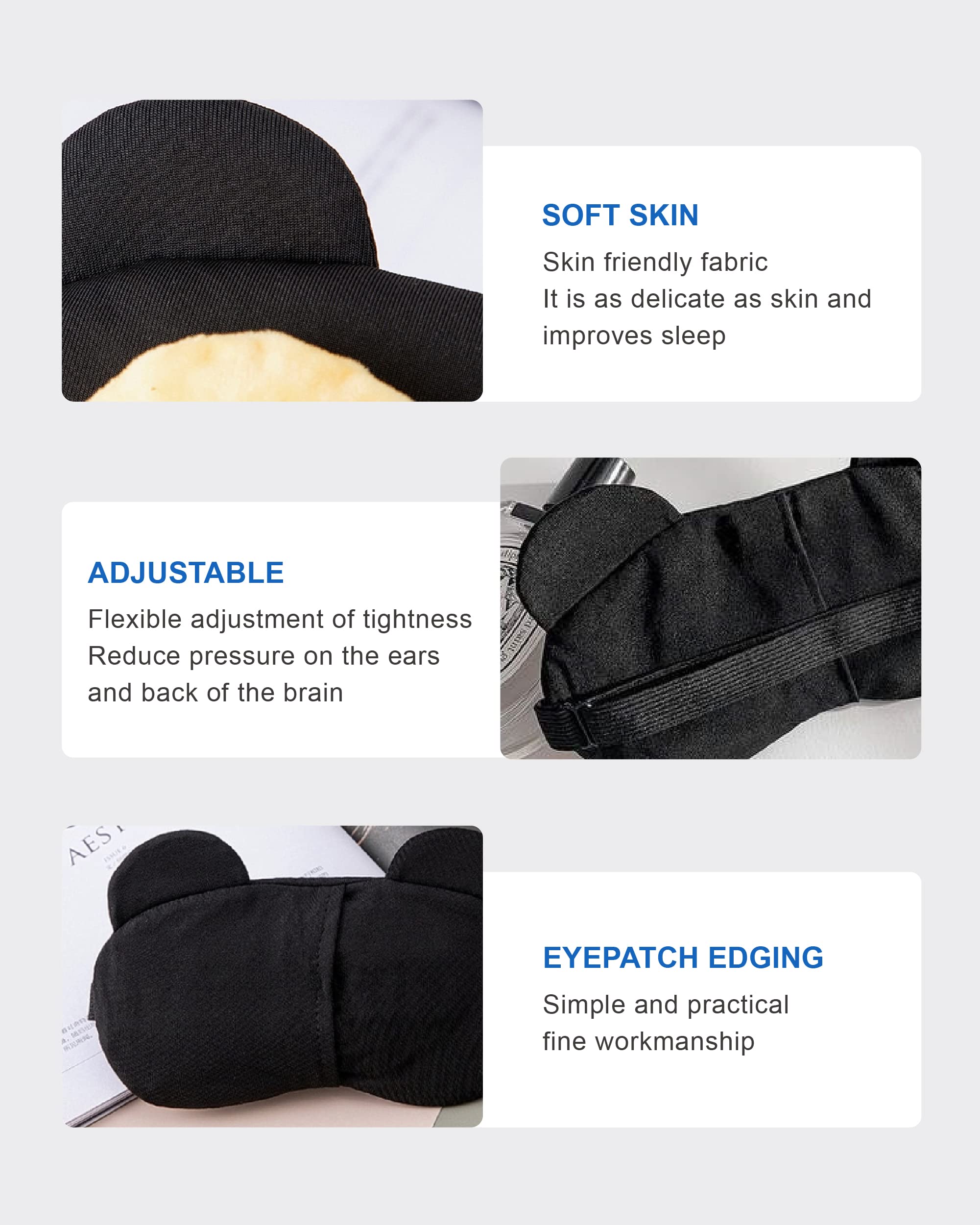 2 Pieces Eye Mask for Sleeping Kids Funny, 100% Blackout Sleeping Mask with Adjustable Strap, Eye Mask Kids Soft Funny for Trave
