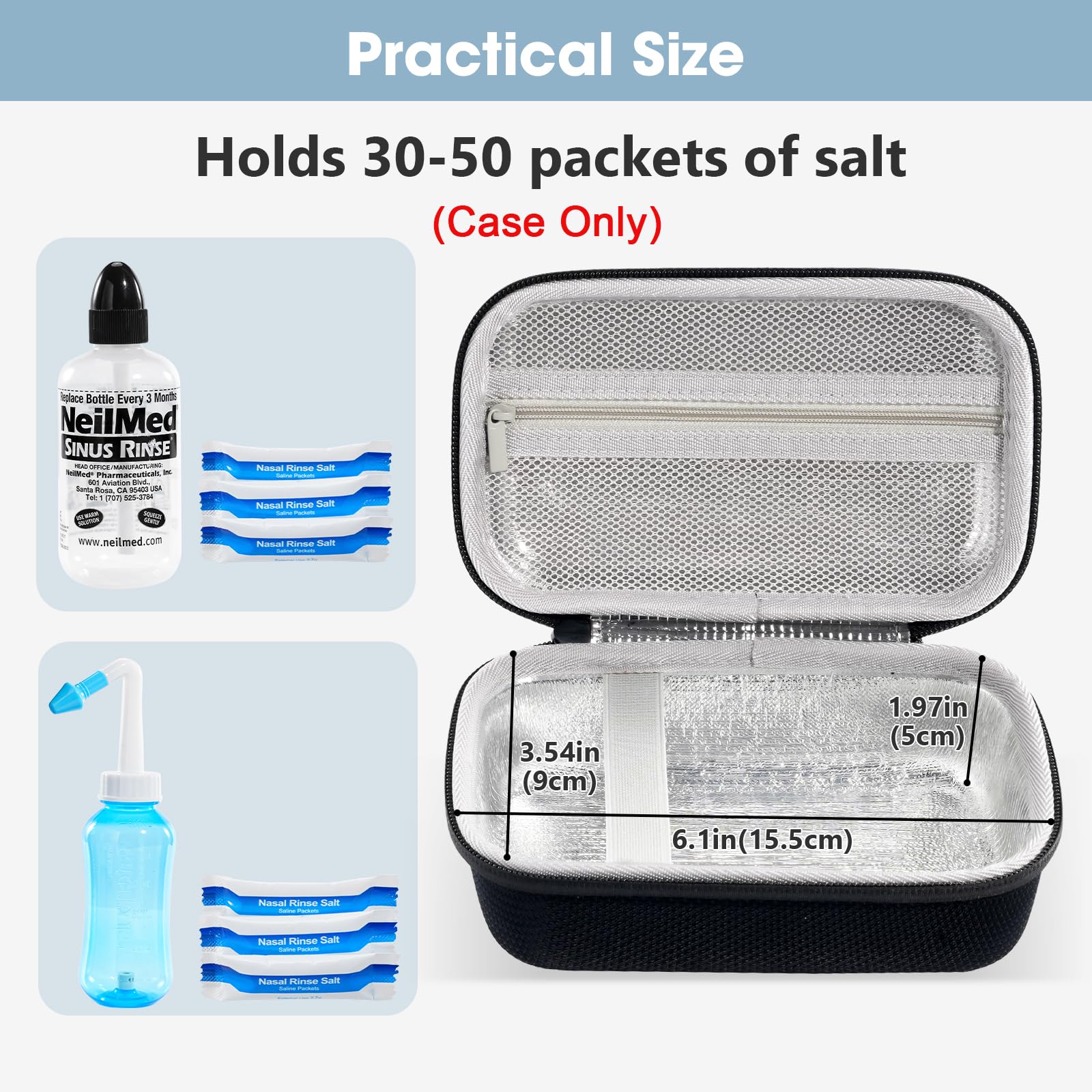 ProCase Travel Case for NeilMed Sinus Rinse Packets, Carrying Bag for Maoever Neti Pot Nasal Rinse, Portable Case for Sinus Rins