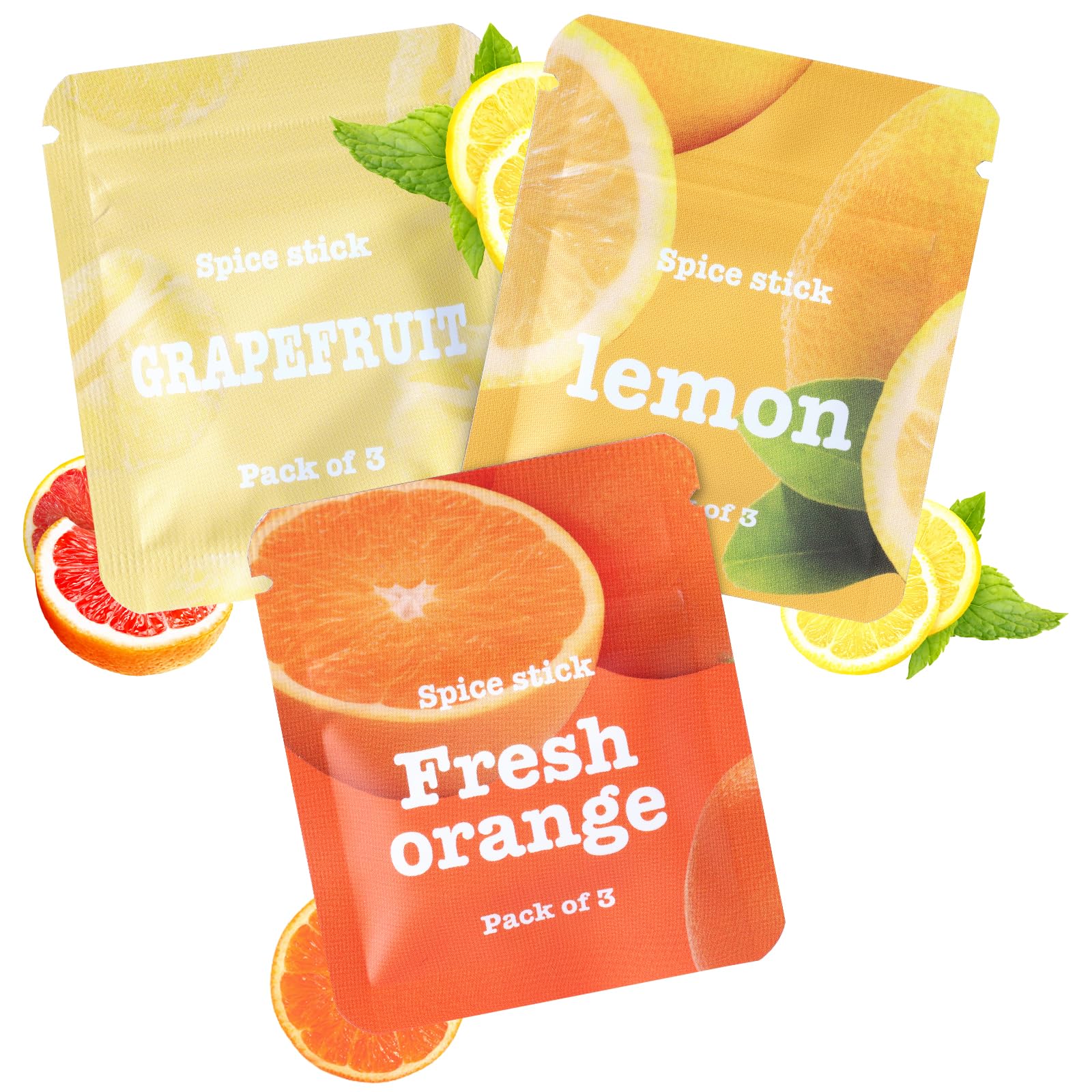 Boderi Plant Based Citrus Cores, 3 Packs, to Help Break Bad Habits Naturally, 9 Cores Total, Grapefruit Orange Lemon