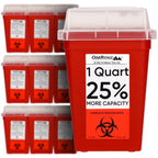 Oakridge Products Sharps Container for Home Use and Professional 1 Quart (10-Pack), Biohazard Needle and Syringe Disposal, Small