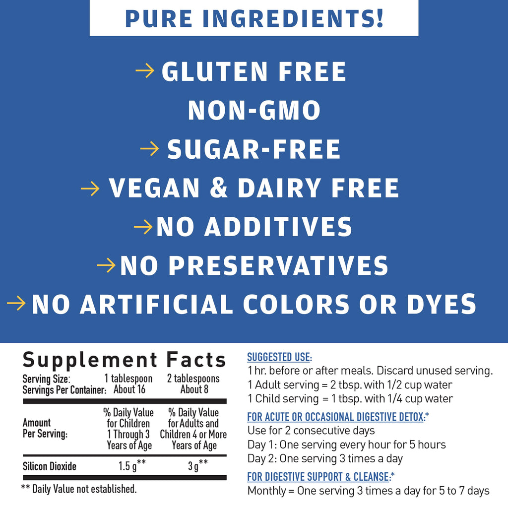 Detoxify Polisorb Digestive Tract Cleanse - Silicon Dioxide Detox Drink for Gut Health, Stomach Comfort & Cleansing, Mixes with