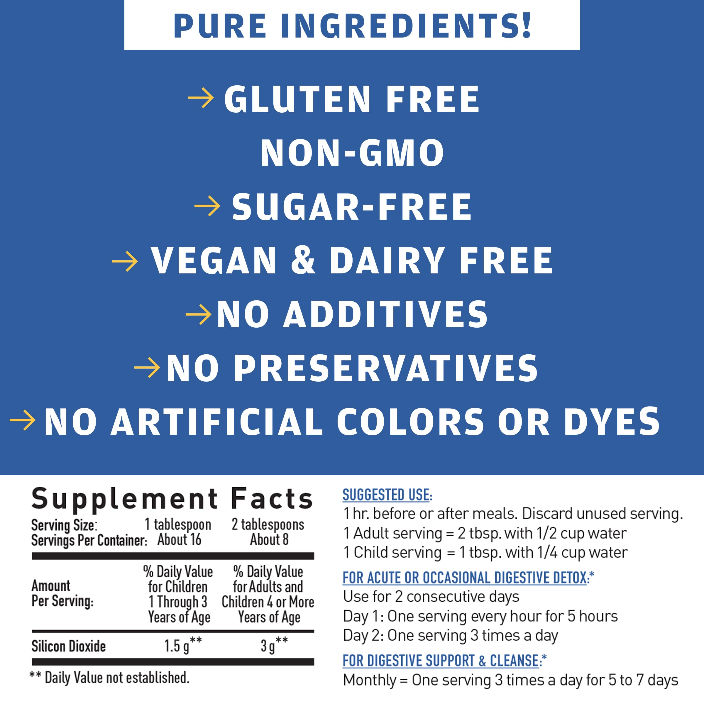 Detoxify Polisorb Digestive Tract Cleanse - Silicon Dioxide Detox Drink for Gut Health, Stomach Comfort & Cleansing, Mixes with