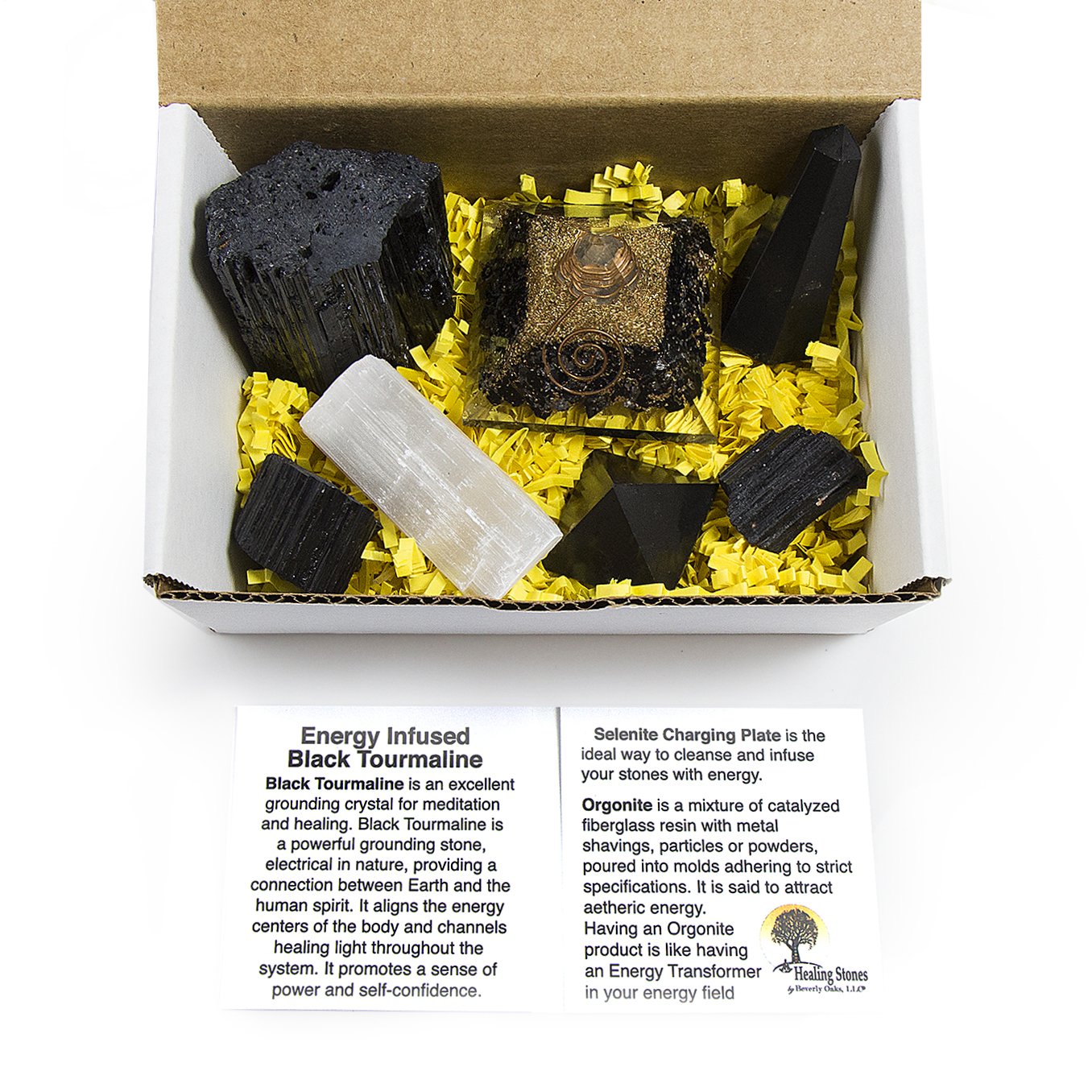 Beverly Oaks Charged Black Tourmaline Crystal Complete Kit - Tourmaline Stone for EMF Protection and Grounding (Deluxe)