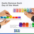 GMS Weekly Pill Organizer - 7 Day AM/PM Pop Out Pill Pods for Supplements, Vitamins & Medications - Ideal for Daily Use & Travel