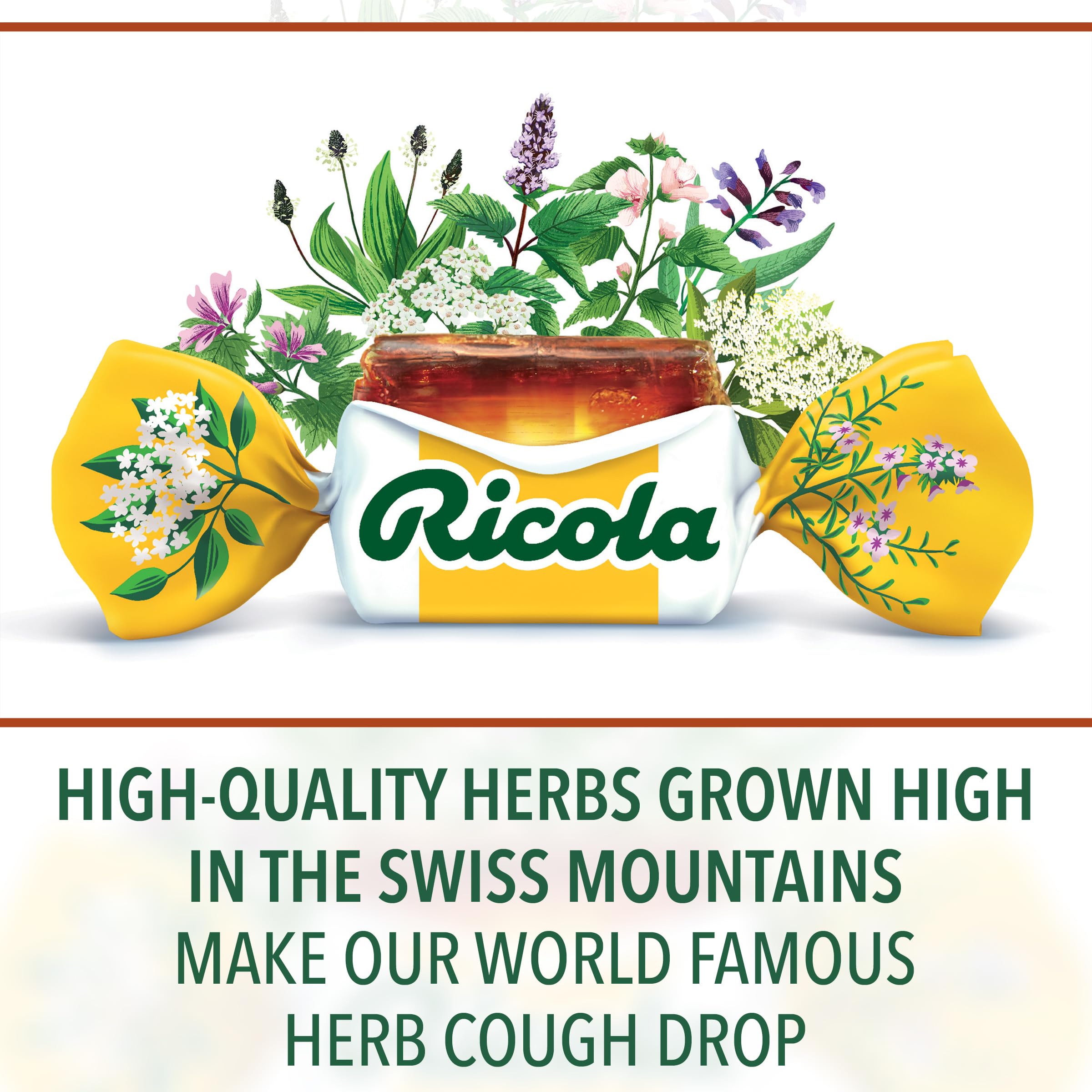 Ricola Sugar Free Swiss Herb Cough Drops, 45 Count, Cough Suppressant & Throat Relieving Drops with Naturally Sourced Menthol, P