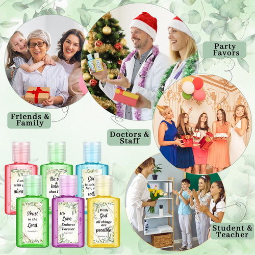 Gejoy 48 Pack Eucalyptus Leaf Christian Hand Sanitizer Bulk Bible Verse Mini Hand Sanitizer Travel Size Religious Gift Christian