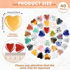 Nuenen 40 Pcs 0.8 Inch Heart Stone Bulk Valentines Gifts Heart Shaped Rock Worry Stone Tiny Trinkets Healing Crystal Gemstone Lo