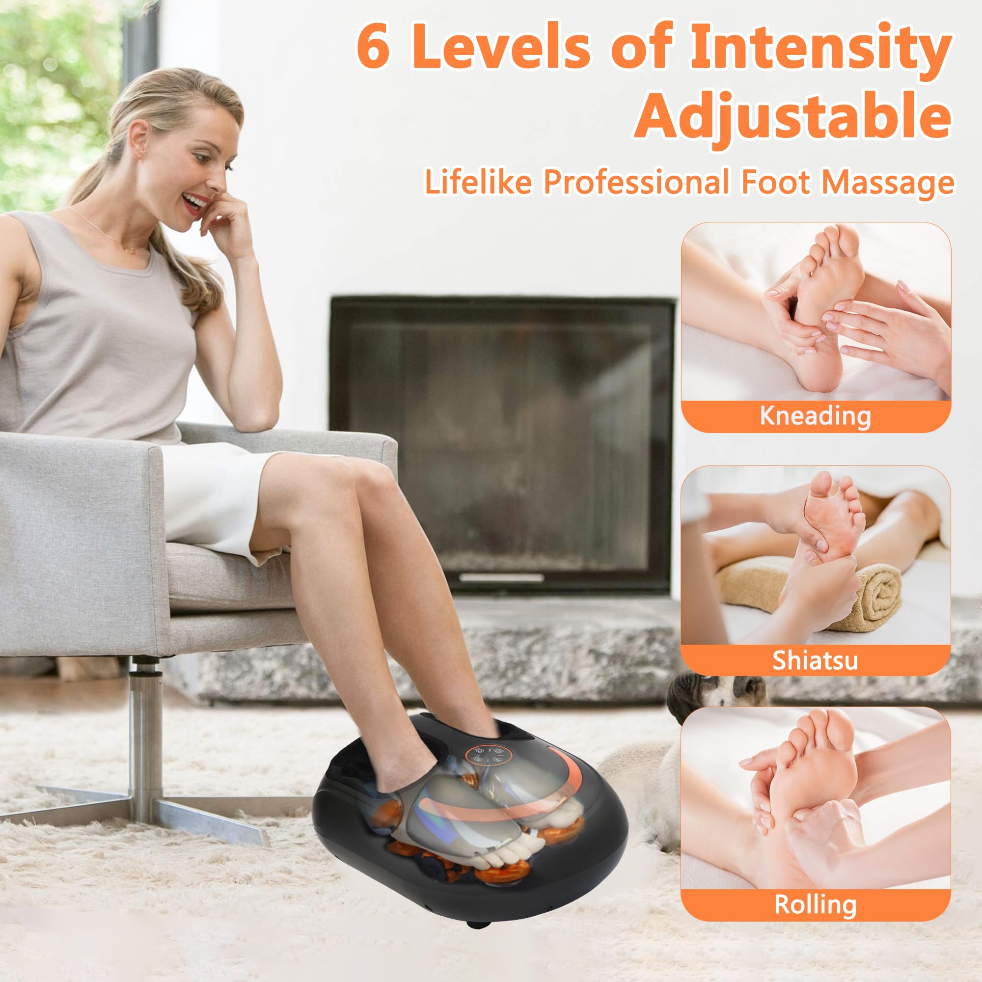 Wedpun Foot Massager with Heat Shiatsu Foot Massager with Remote Deep Kneading Relief for Tired Electric Feet Massage Machine fo