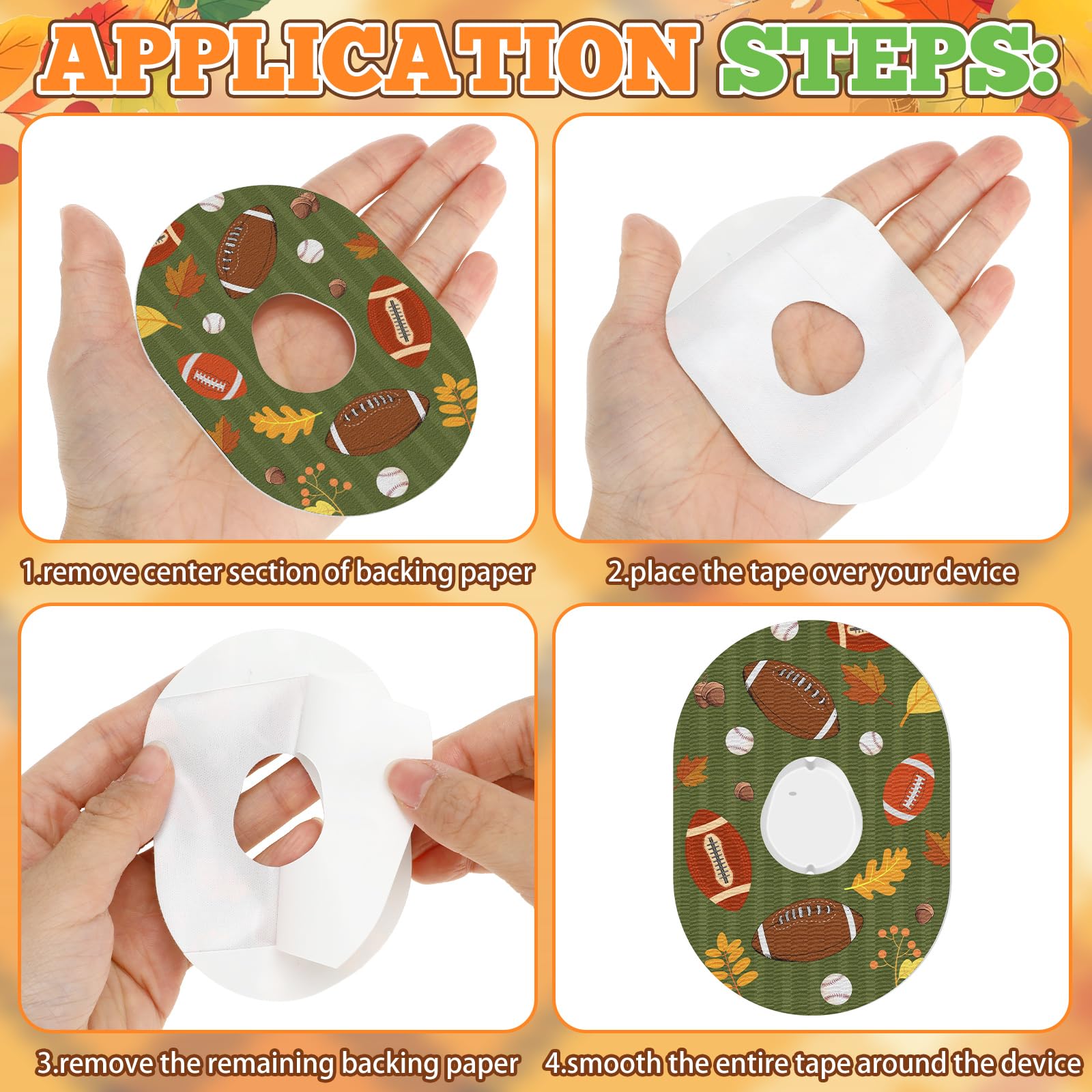 Geiserailie 20pcs Thanksgiving Adhesive Patches Compatible with Dexcom G7 Fall Adhesive Tape Stickers Tape Breathable Pre Cut Lo