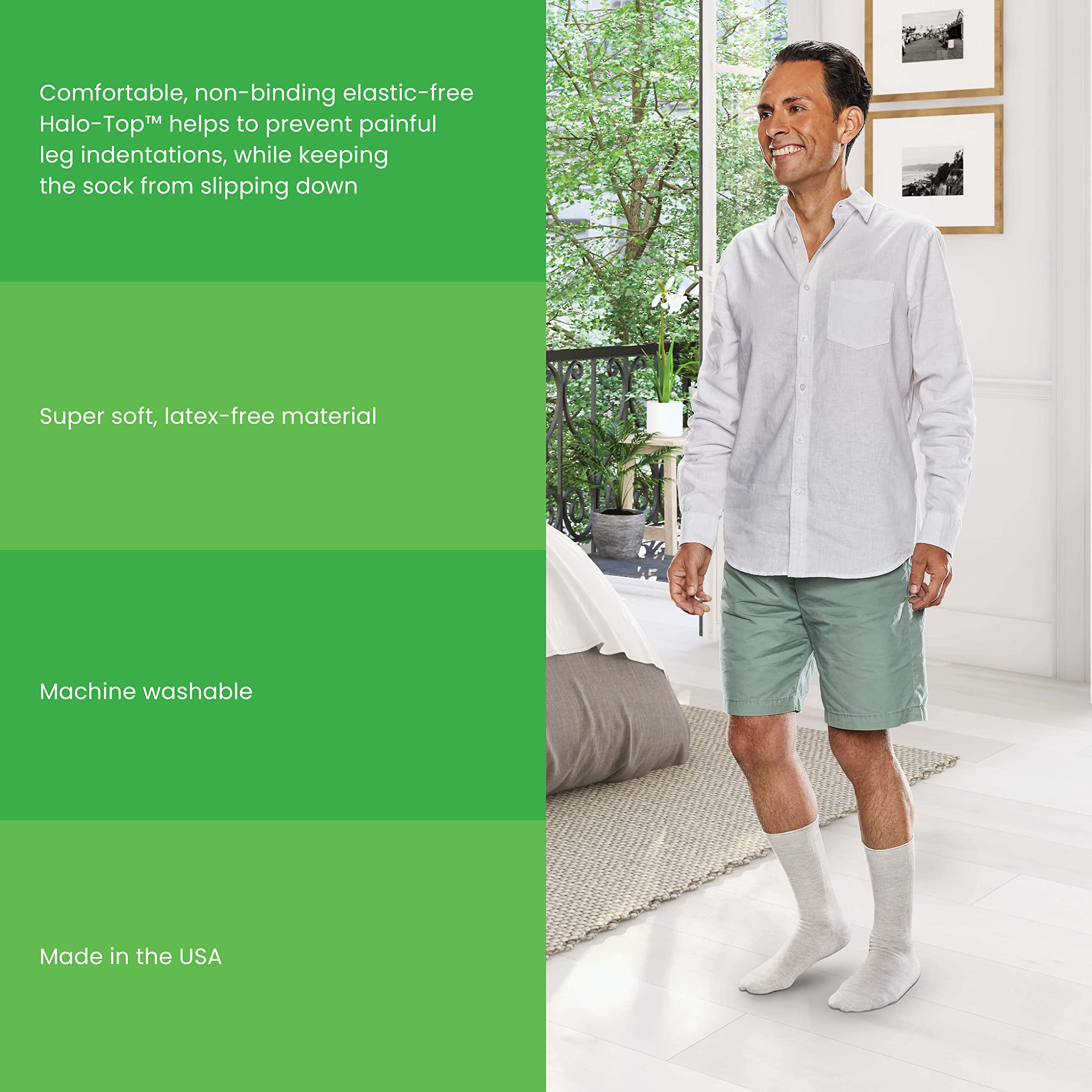 SMARTKNIT Seamless Crew Socks for Diabetes, Arthritis, or Sensitive Feet, 1 Pair (2 Count), White, Medium