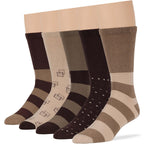 7BigStars Men's Diabetic Non-Binding Cotton Crew Socks - 5 Pack Big Tall - Stripe Pattern - Sock Size 13-15 Shoe Size 12-15 XL L