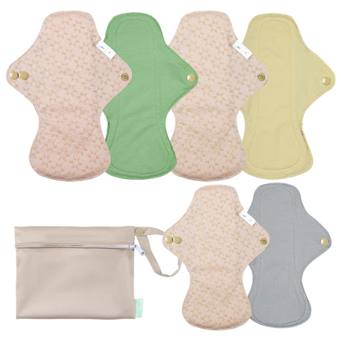 wegreeco 6 Pcs Reusable Menstrual Pads, Ultra Absorbent Cloth Pads for Heavy Flow, Sanitary Pads for Teens, Women, Nonslip, Inne