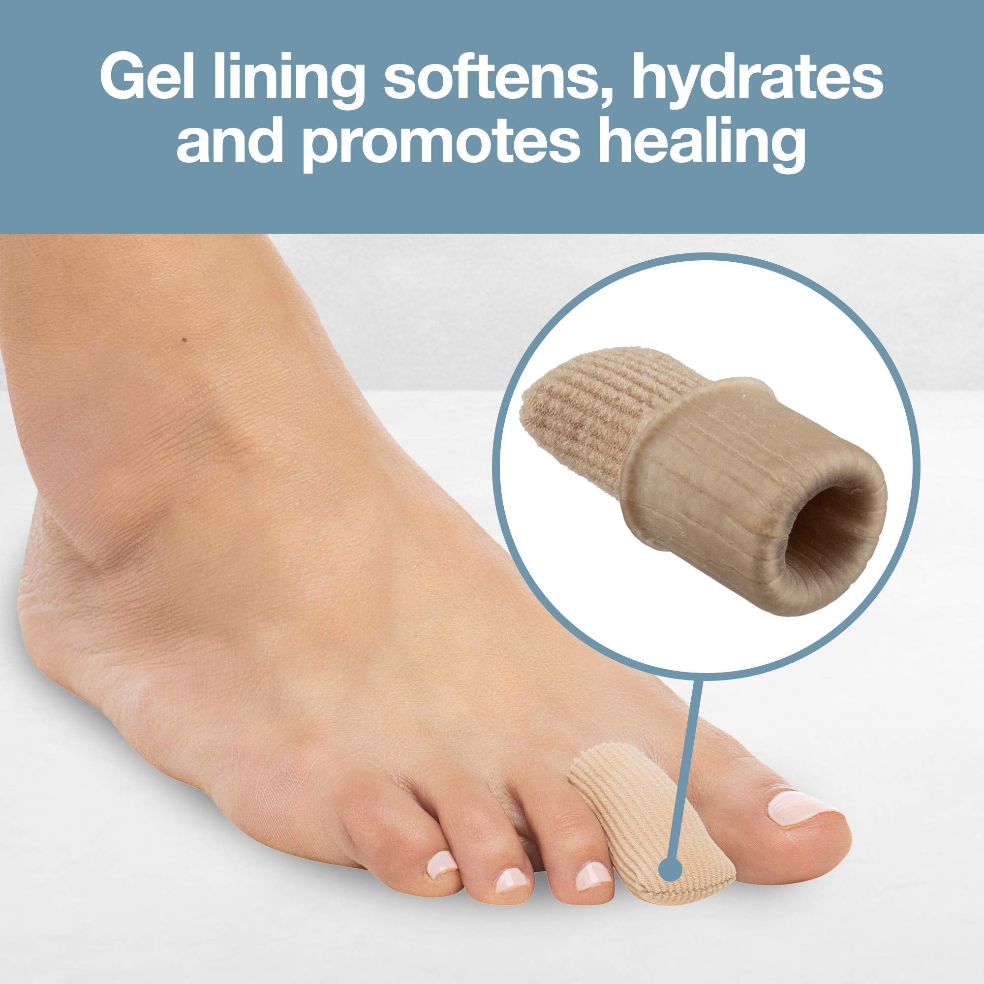ZenToes 5 Pack Toe Caps Closed Toe Fabric Sleeve Protectors with Gel Lining, Prevent Corn, Callus, Blister Development Between T