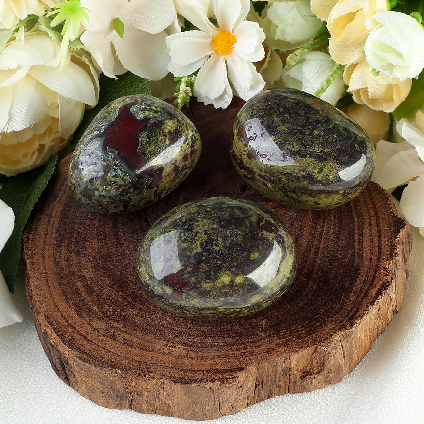 MAIBAOTA 1.6-2.0'' Dragon Stone Large Bloodstone Reiki Natural Tumbled Polished Stones for Energy Witchcraft Therapy Meditation
