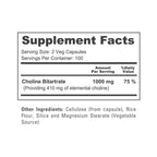 NusaPure Choline Bitartrate - Suitable for Vegetarian/Vegan, Non - GMO - 1000 mg 200 Capsules