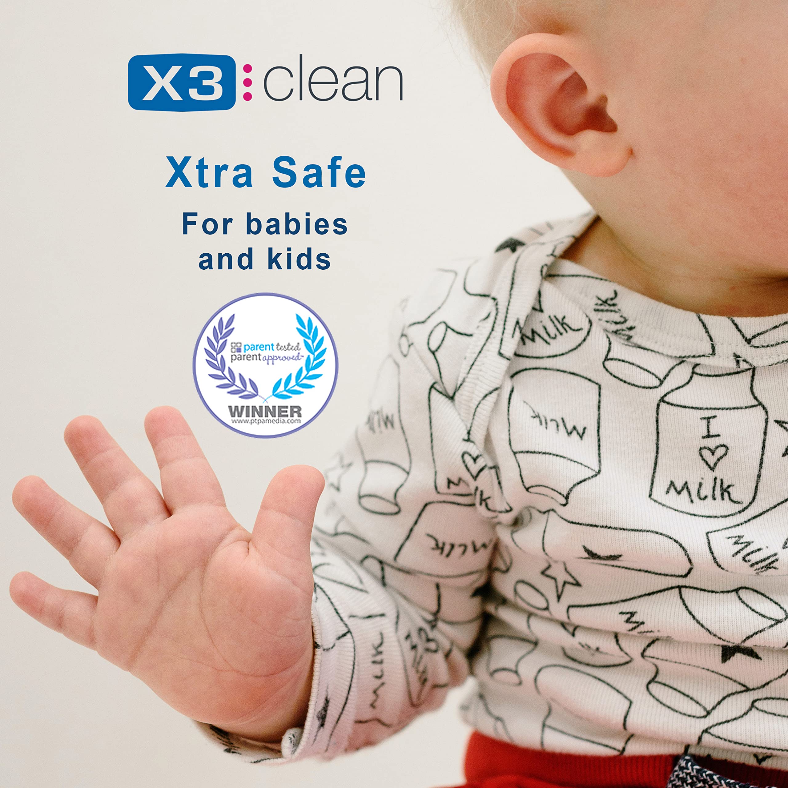 X3 Clean Hand Sanitizer Spray, Alcohol Free, Fragrance Free, Kills 99.9% of Bacteria, Travel Size 2 oz (Pack of 4)