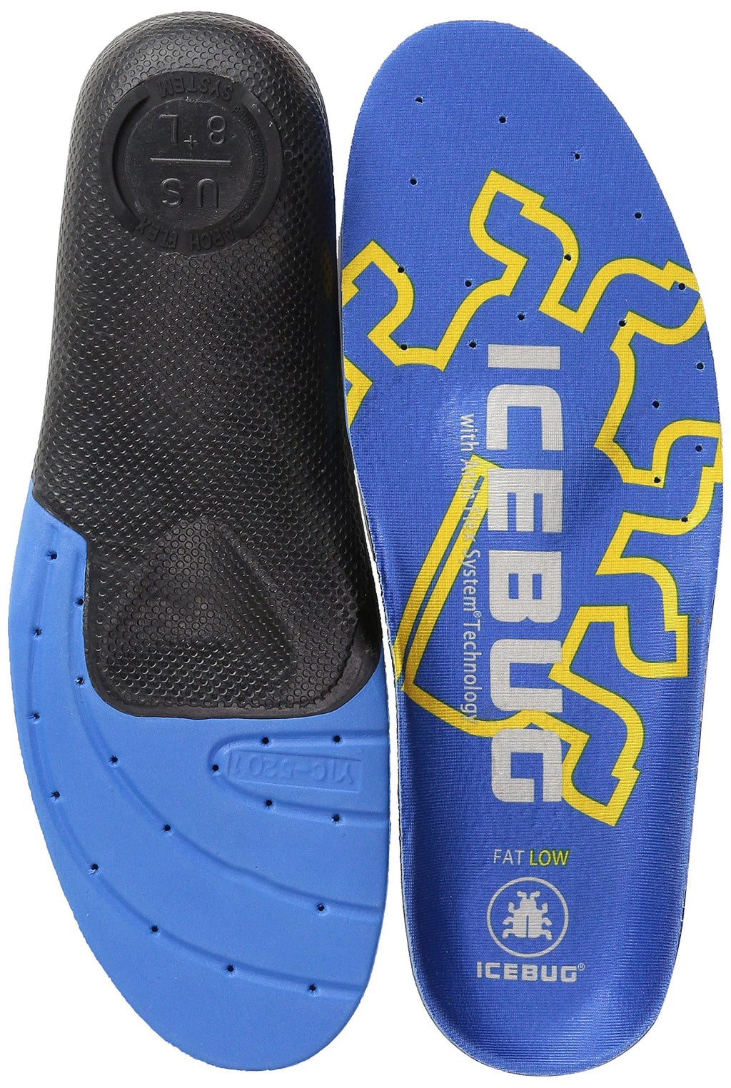 Icebug Unisexs Fat High Cushion Support Insole Flex Technology, Blue Low Arch, M 4/W 5.5-6