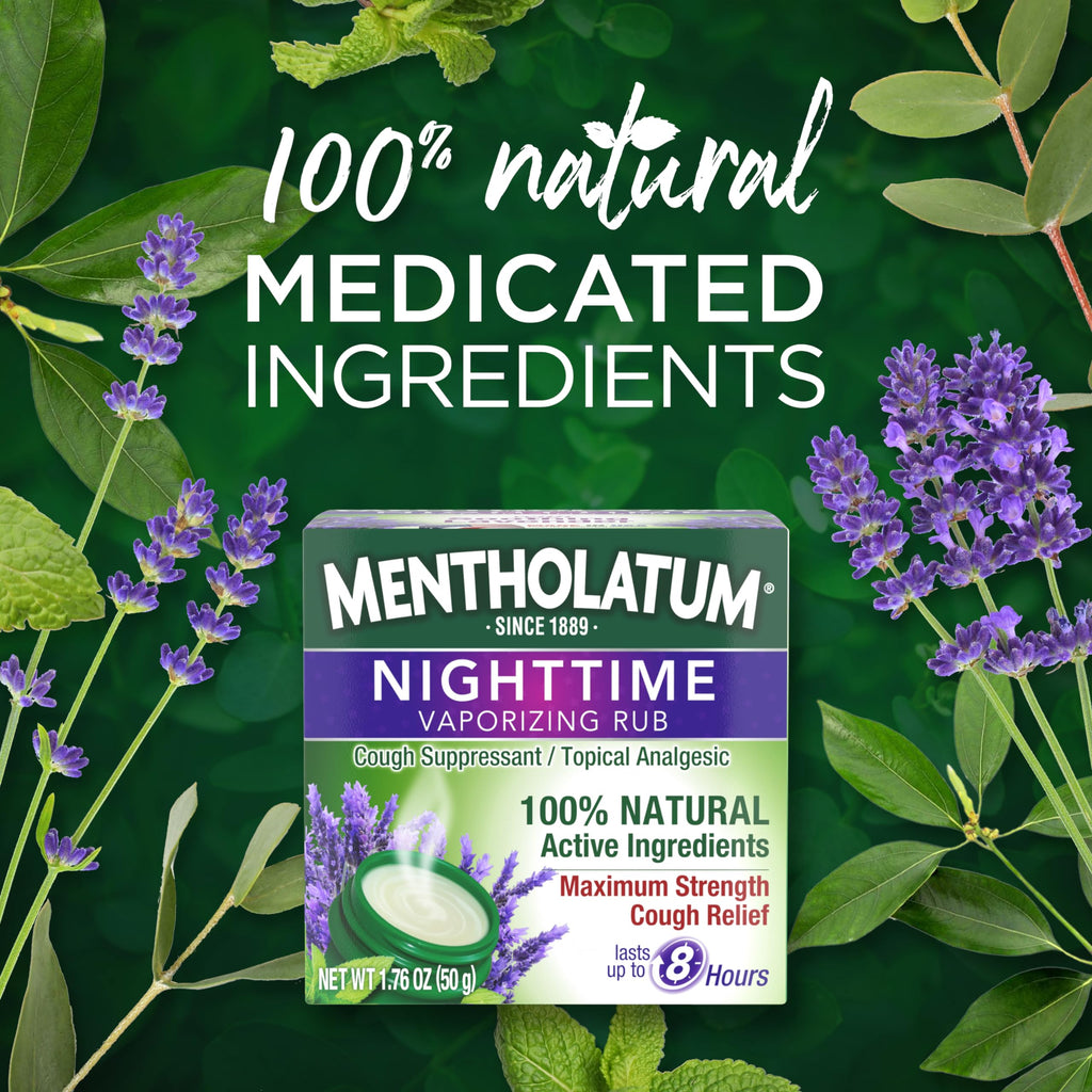Mentholatum Nighttime Vaporizing Rub with soothing Lavender essence, 1.76 oz. (50 g) - 100% Natural Active Ingredients for Maxim