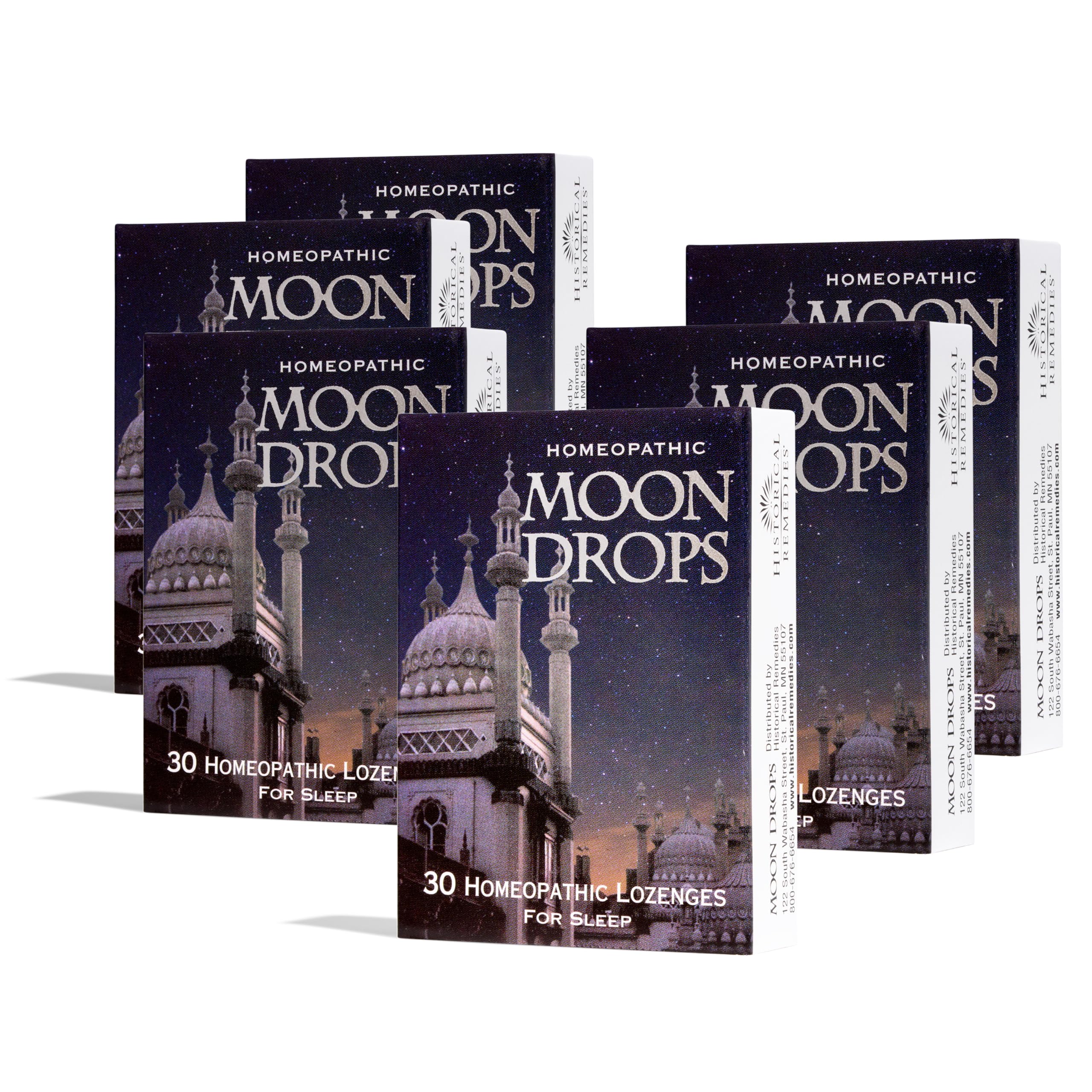Historical Remedies Moon Drops Sleep Aid Lozenges (6 Pack) | Homeopathic Vanilla Flavor Supplement, Non-Habit Forming Vegan Glut