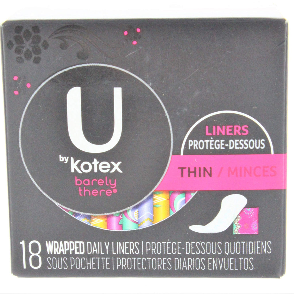 Kotex U Barely There Liners, Thin, 18 ct. (PACK OF 2) (2)