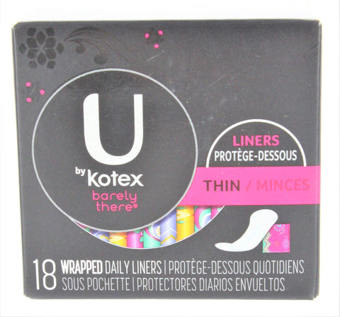 Kotex U Barely There Liners, Thin, 18 ct. (PACK OF 2) (2)