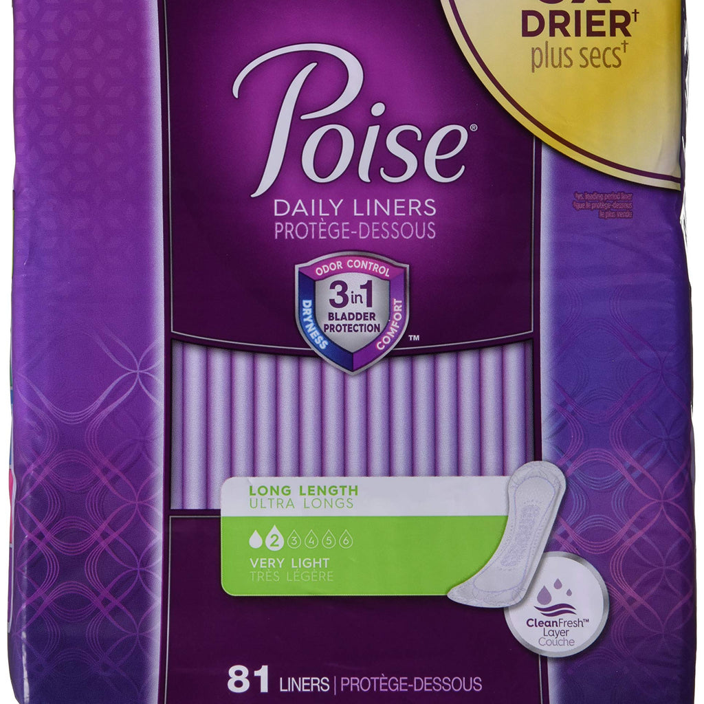 Poise Poise Incontinence Panty Liners, Very Light Absorbency, Long, 81 Count, Long, 81 Count