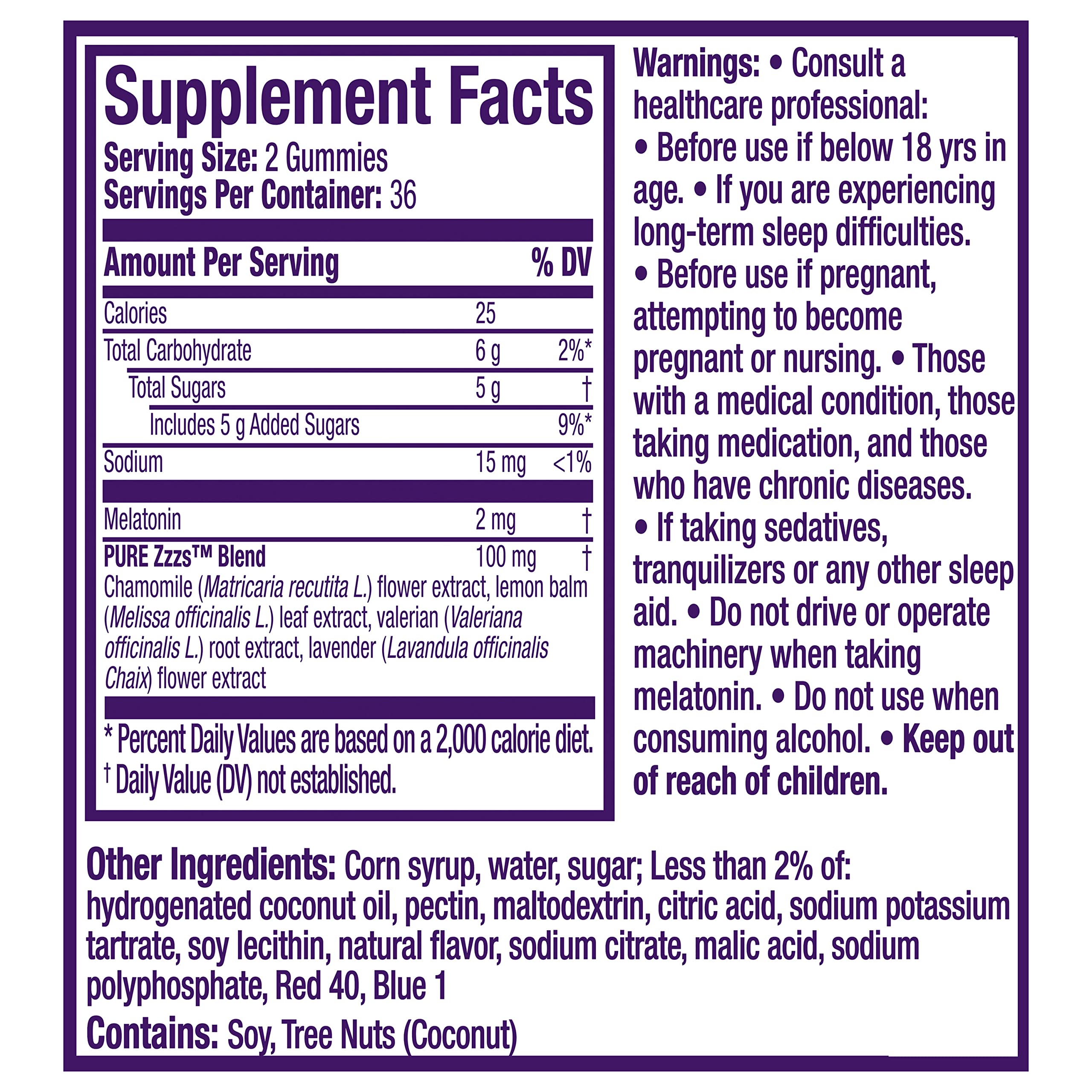 ZzzQuil PURE Zzzs Melatonin Sleep Aid Gummies, Helps You Fall Asleep Naturally, Wildberry Vanilla Flavor, Chamomile Lavender & V