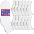 Special Essentials 12 Pairs Cotton Diabetic Ankle Socks - Non-Binding With Extra Wide Top For Men and Women White 10-13