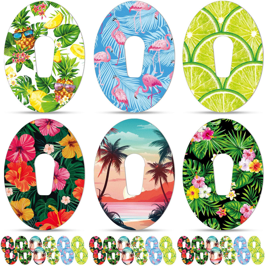 36 Pack Adhesive Patch Compatible with Dexcom G6 Breathable Colorful CGM Patches Waterproof Tropical Hawaii Pre Cut Adhesive Tap