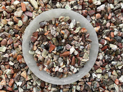 2 oz Lot Natural Semi Tumbled Gemstone Chips, Crushed Mini Crystals, Undrilled Crystal Chips (Ocean Jasper)