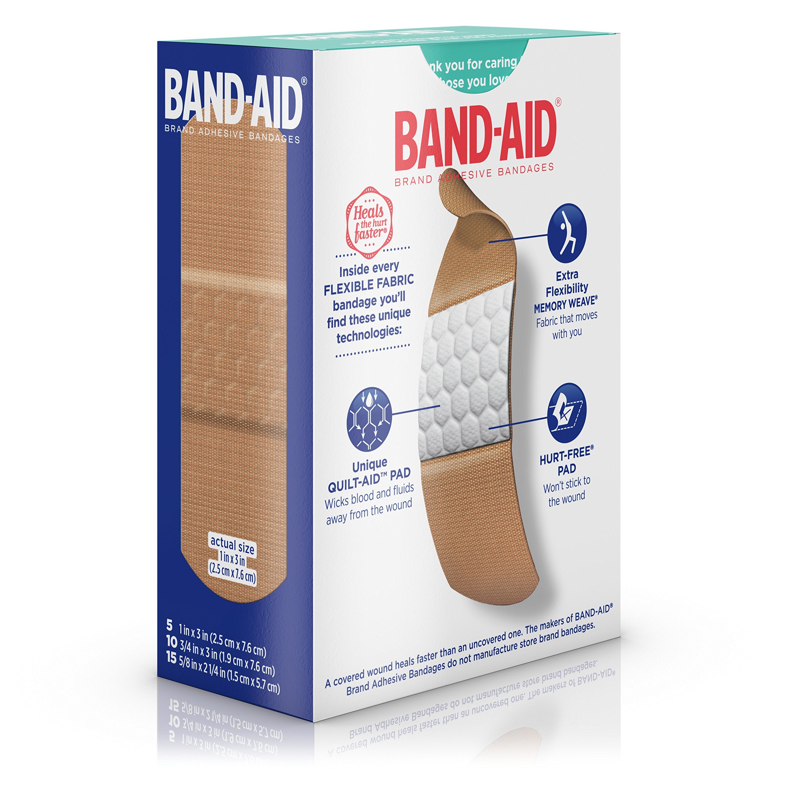 BAND-AID Bandages Flexible Fabric Assorted Sizes 30 Each (Pack of 2)