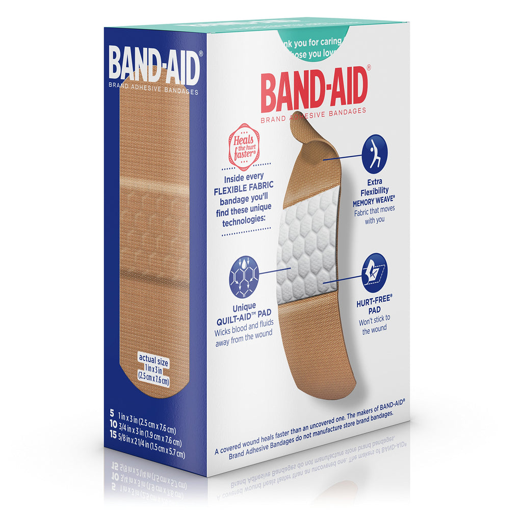 BAND-AID Bandages Flexible Fabric Assorted Sizes 30 Each (Pack of 2)