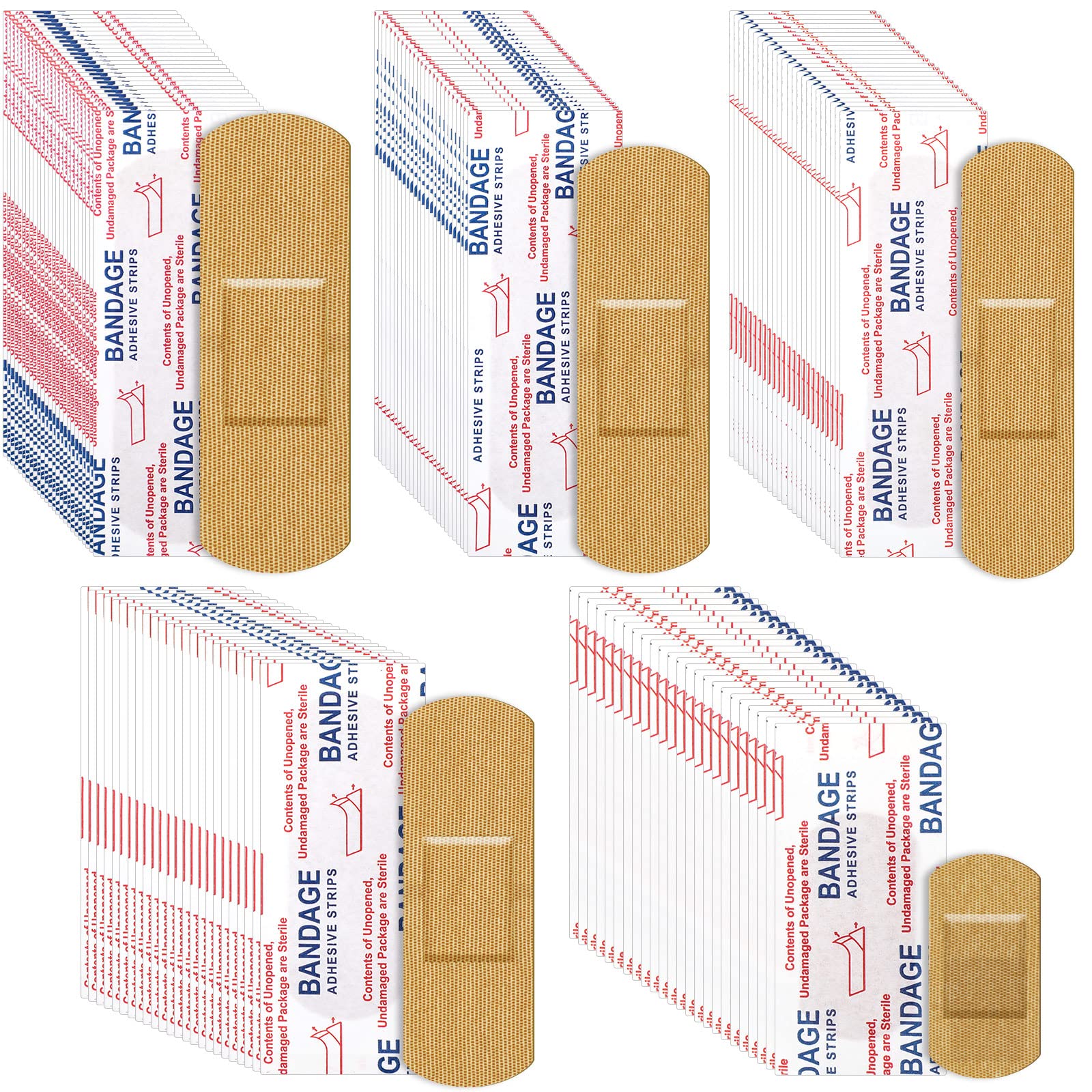 Supervitae 500 Pcs Adhesive Bandages Assorted Sizes Flexible Breathable Bandages Patch for Family First Aid Skin Wrap Finger Wou
