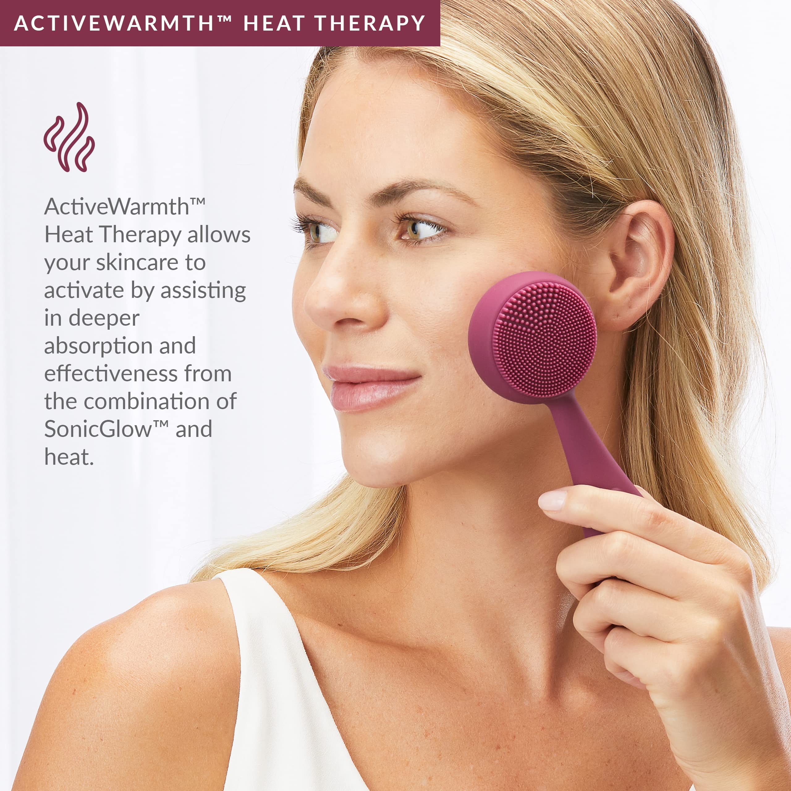 PMD Beauty Clean Pro RQ - Smart Facial Cleansing Device with Silicone Brush & Rose Quartz Gemstone ActiveWarmth Anti-Aging Massa