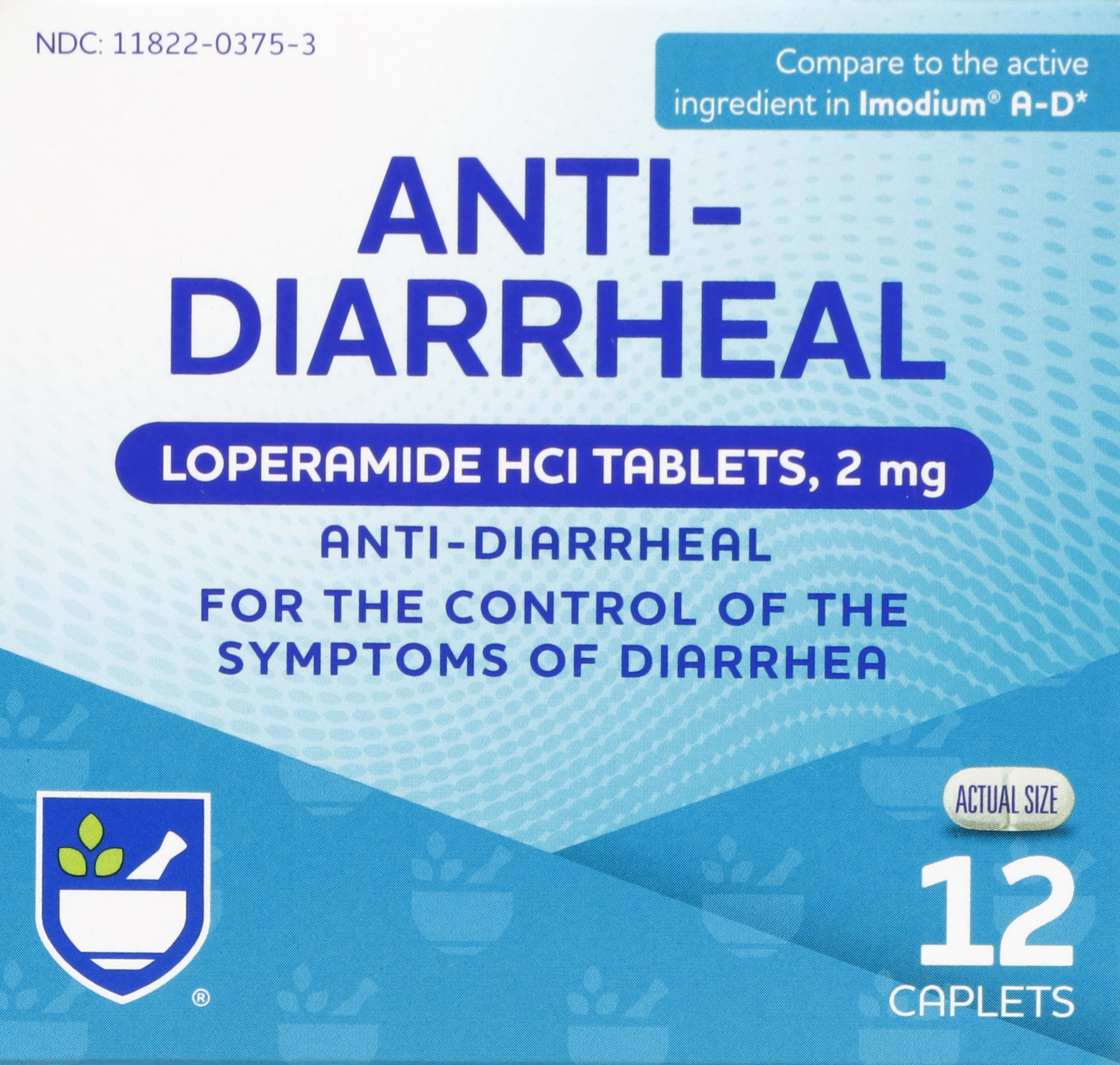 Rite Aid Anti-Diarrheal Caplets - 12 Count - 2 mg Loperamide Hydrochloride | Easy-to-Swallow Anti-Diarrhea Pills | Diarrhea Medi