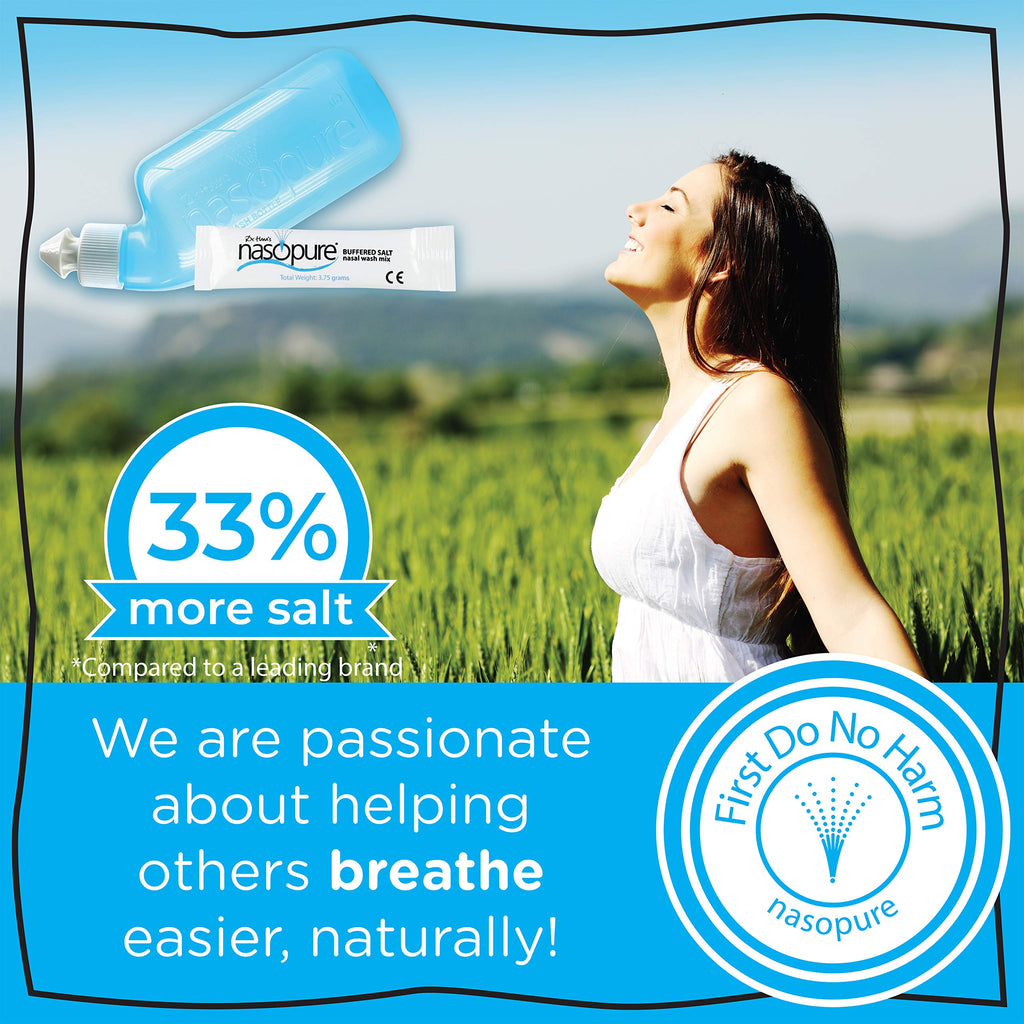 Nasopure Nasal Wash, System Kit, The Nicer Neti Pot    Sinus Wash Kit, Comfortable Nasal Rinse 8 Oz Bottle & 20 Salt Packets (3.